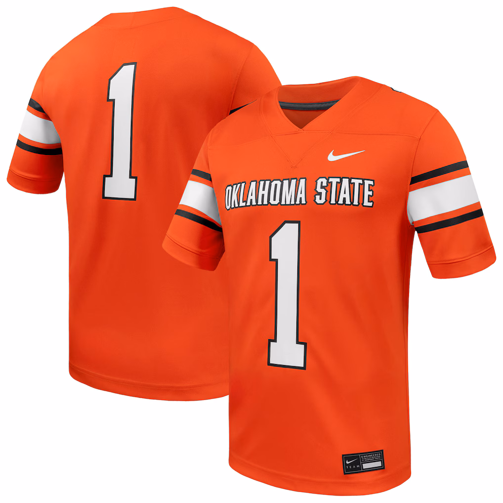 Men's Nike #1 Orange Oklahoma State Cowboys Game Football Jersey