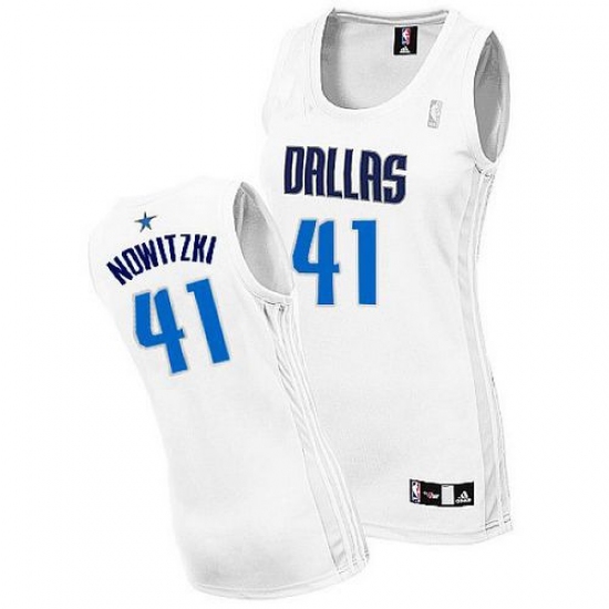 Women's Adidas Dallas Mavericks #41 Dirk Nowitzki Authentic White Home NBA Jersey - Ujersey