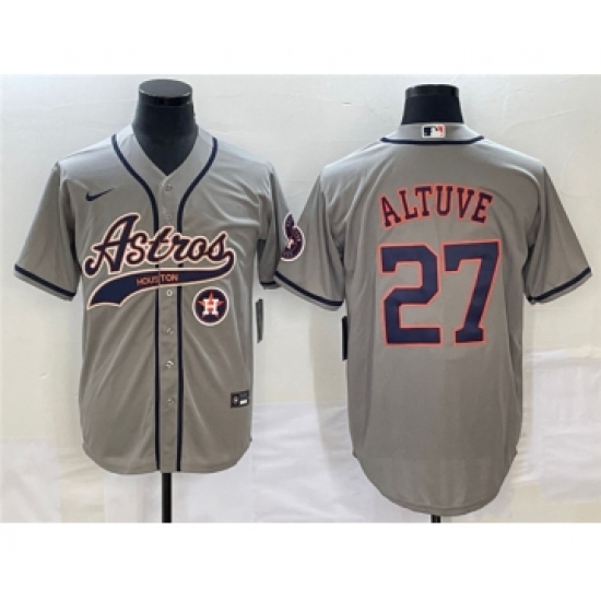 Men's Houston Astros #27 Jose Altuve Gray Cool Base Stitched Baseball Jersey - Ujersey