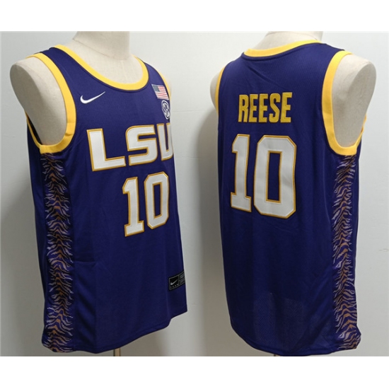 Men's LSU Tigers #10 Angel Reese Purple Stitched Baseball Jersey - Ujersey