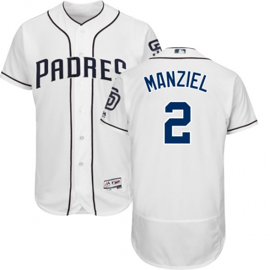 Men's Majestic San Diego Padres #2 Johnny Manziel White Home Flex Base Authentic Collection MLB Jersey - Ujersey