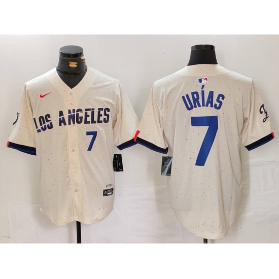 Men's Los Angeles Dodgers #7 Julio Urias Number Cream 2024 City Connect Limited Stitched Jerseys - Ujersey