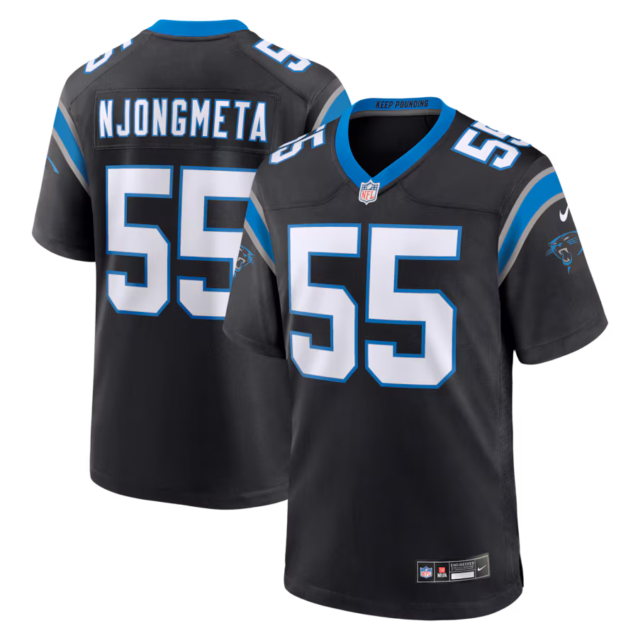 Men's Carolina Panthers Maema Njongmeta Nike Black Team Game Jersey - Ujersey