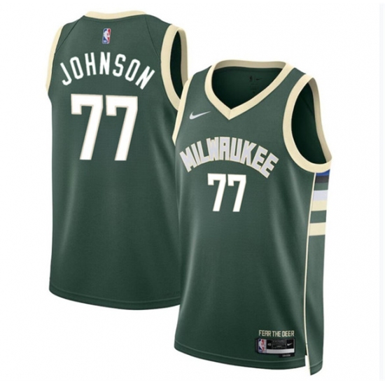 Men's Milwaukee Bucks #77 AJ Johnson Green 2024 Draft Icon Edition Stitched Basketball Jersey - Ujersey