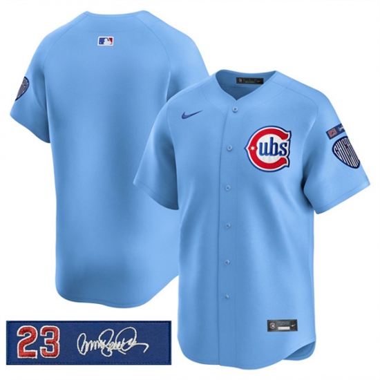 Men's Chicago Cubs Blank Blue 'Ryne Sandberg Tribute' Vapor Limited V3 Stitched Baseball Jersey - Ujersey