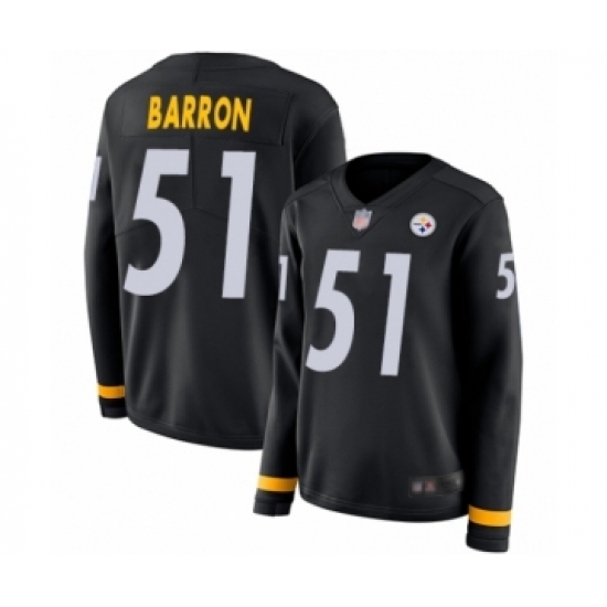Women's Pittsburgh Steelers #51 Mark Barron Limited Black Therma Long Sleeve Football Jersey - Ujersey