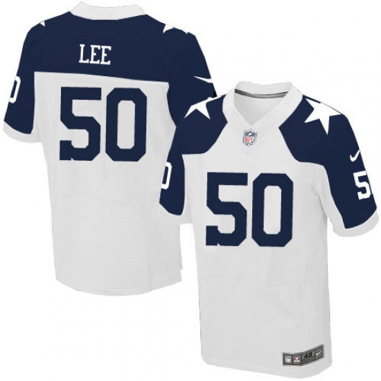 Men's Nike Dallas Cowboys #50 Sean Lee Elite White Throwback Alternate NFL Jersey - Ujersey