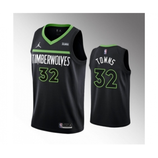 Men's Minnesota Timberwolves #32 Karl-Anthony Towns Black Statement Edition Stitched Jersey - Ujersey