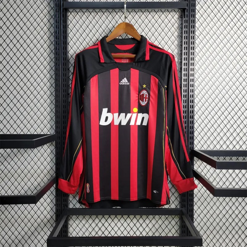 Maldini #3 AC Milan Retro Soccer Jersey Home Long Sleeve Shirt 2006/07