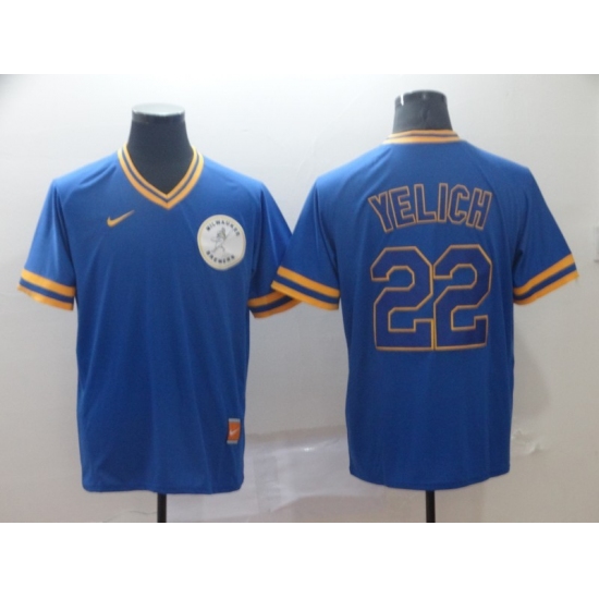 Men's Nike Milwaukee Brewers #22 Christian Yelich Blue Alternate Jersey - Ujersey