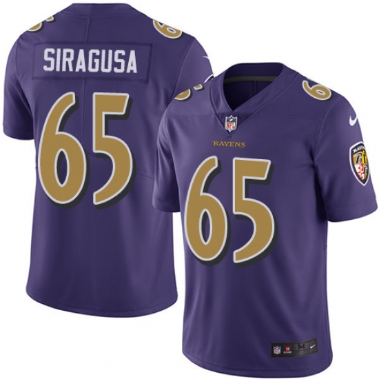 Men's Nike Baltimore Ravens #65 Nico Siragusa Limited Purple Rush Vapor Untouchable NFL Jersey - Ujersey