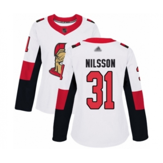 Women's Ottawa Senators #31 Anders Nilsson Authentic White Away Hockey Jersey - Ujersey