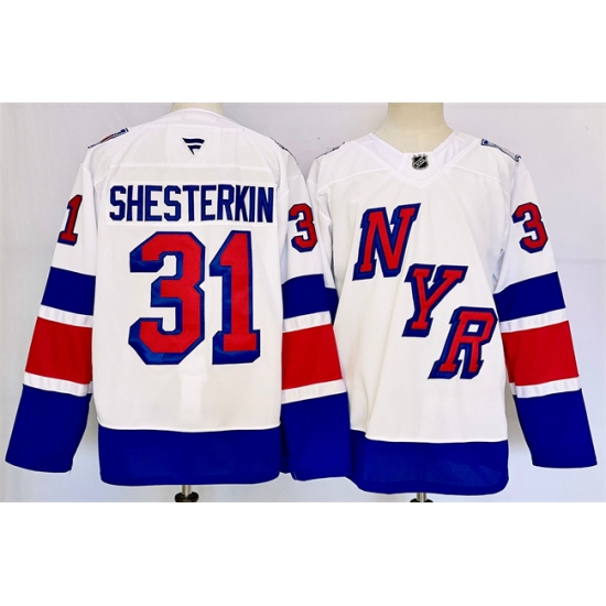 Men's New York Rangers #31 Igor Shesterkin White 2024-25 Stadium Series Stitched Jersey - Ujersey