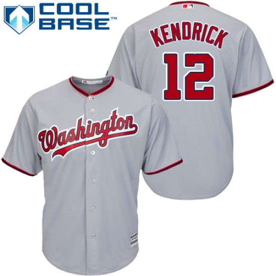 Youth Majestic Washington Nationals #12 Howie Kendrick Authentic Grey Road Cool Base MLB Jersey - Ujersey