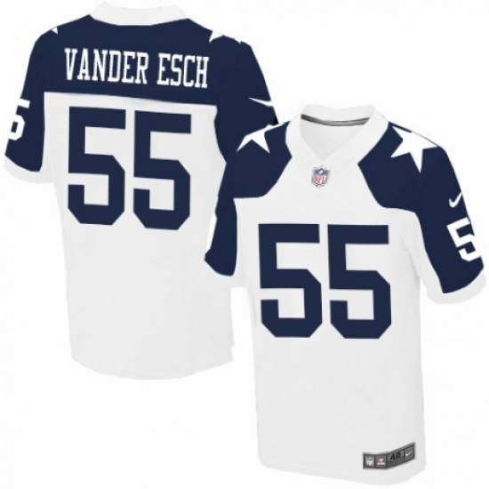 Men's Nike Dallas Cowboys #55 Leighton Vander Esch Elite White Throwback Alternate NFL Jersey - Ujersey