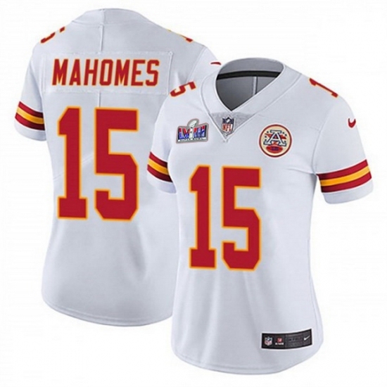 Women's Kansas City Chiefs #15 Patrick Mahomes White 2023 F U S E Vapor Untouchable Limited Stitched 2024 Super Bowl LVIII Jersey - Ujersey