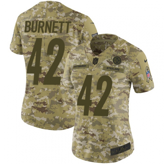Women's Nike Pittsburgh Steelers #42 Morgan Burnett Limited Camo 2018 Salute to Service NFL Jersey - Ujersey