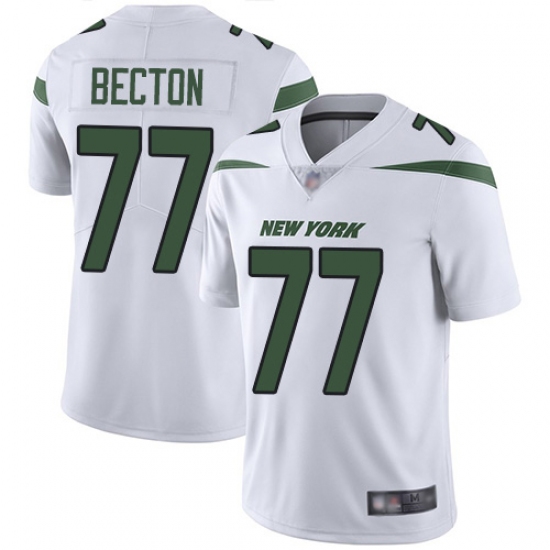 Men's New York Jets #77 Mekhi Becton White Stitched Vapor Untouchable Limited Jersey - Ujersey