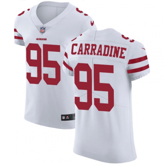 Men's Nike San Francisco 49ers #95 Tank Carradine White Vapor Untouchable Elite Player NFL Jersey - Ujersey