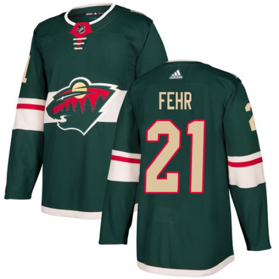 Men's Adidas Minnesota Wild #21 Eric Fehr Authentic Green Home NHL Jersey - Ujersey