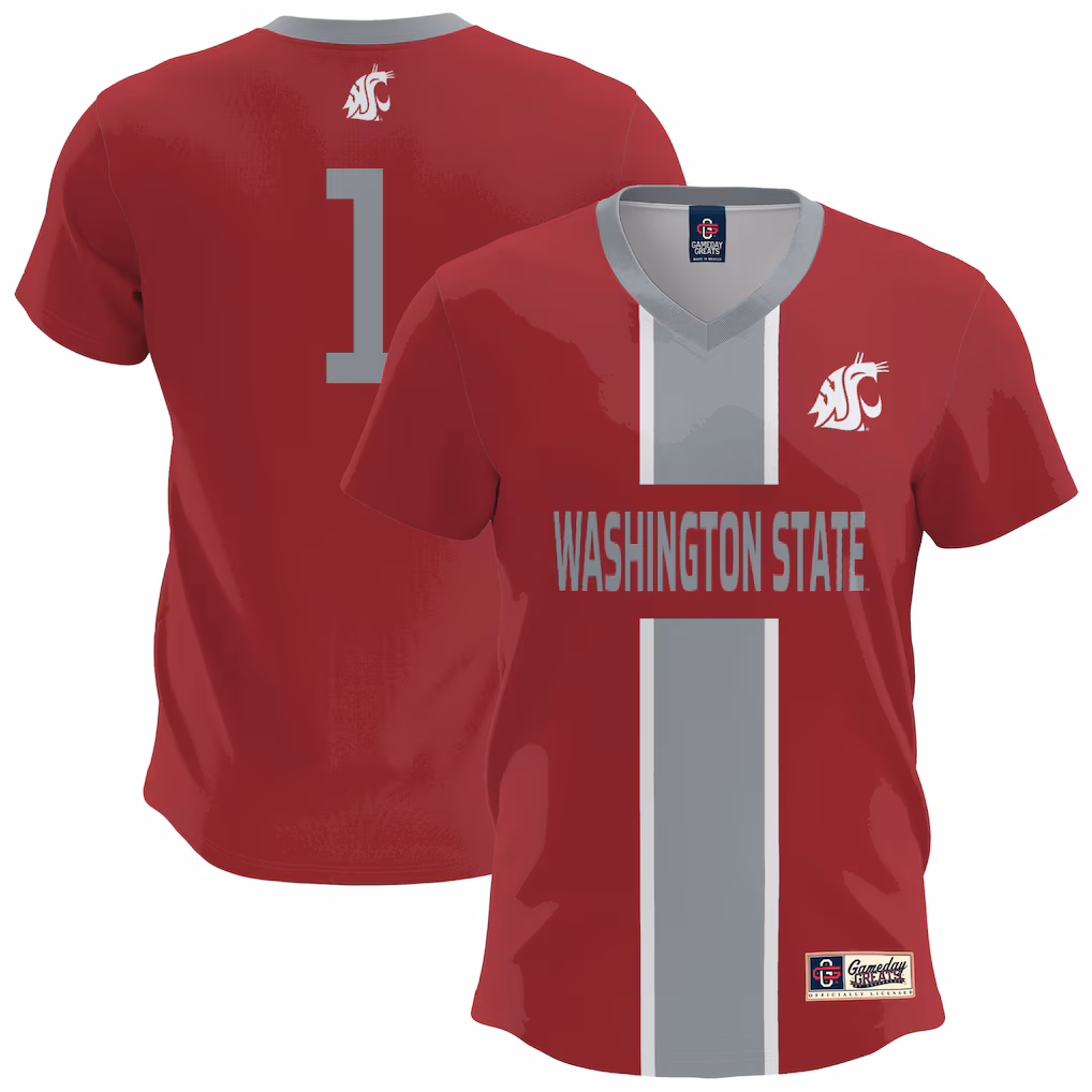 Men's GameDay Greats Crimson Washington State Cougars Lightweight Soccer Fashion Jersey