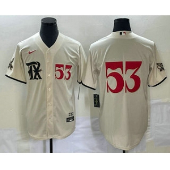 Men's Texas Rangers #53 Adolis Garcia Number Cream 2023 City Connect Cool Base Stitched Jersey - Ujersey