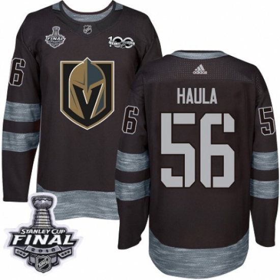 Men's Adidas Vegas Golden Knights #56 Erik Haula Authentic Black 1917-2017 100th Anniversary 2018 Stanley Cup Final NHL Jersey - Ujersey