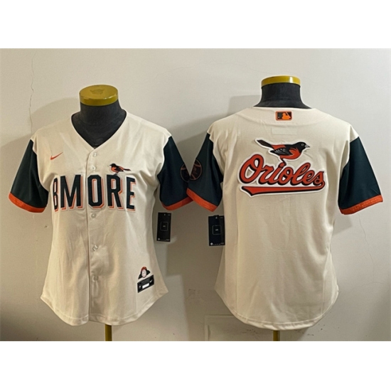 Women's Baltimore Orioles Team Big Logo Natural 2026 City Connect Stadium Stitched Baseball Jersey(Run Small) - Ujersey