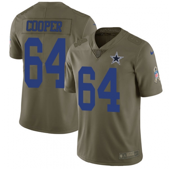Youth Nike Dallas Cowboys #64 Jonathan Cooper Limited Olive 2017 Salute to Service NFL Jersey - Ujersey