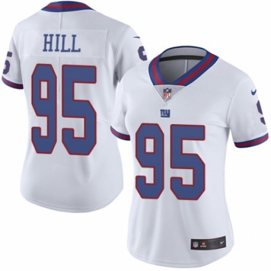 Women's Nike New York Giants #95 B.J. Hill Limited White Rush Vapor Untouchable NFL Jersey - Ujersey