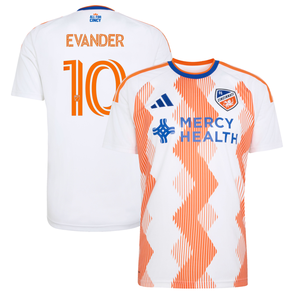 Men's FC Cincinnati Evander da Silva Ferreira adidas White 2026 The Seven Hills Kit Replica Jersey - Ujersey