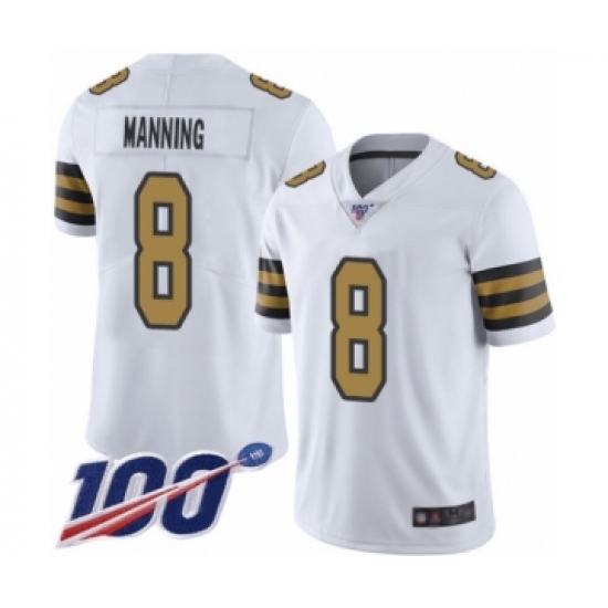 Men's New Orleans Saints #8 Archie Manning Limited White Rush Vapor Untouchable 100th Season Football Jersey - Ujersey