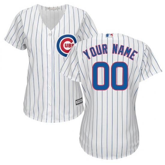 Women's Chicago Cubs Majestic White Home Cool Base Custom Jersey - Ujersey