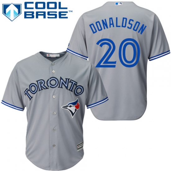 Youth Majestic Toronto Blue Jays #20 Josh Donaldson Replica Grey Road MLB Jersey - Ujersey