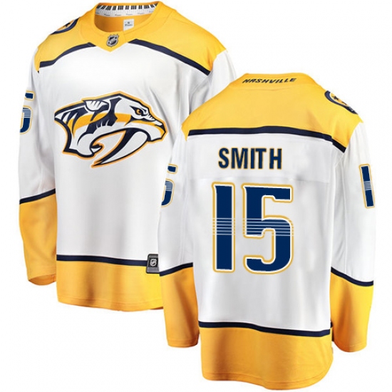 Youth Nashville Predators #15 Craig Smith Fanatics Branded White Away Breakaway NHL Jersey - Ujersey