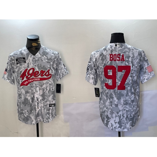 Men's San Francisco 49ers #97 Nick Bosa Arctic Camo 2024 Salute to Service Stitched Baseball Jersey - Ujersey