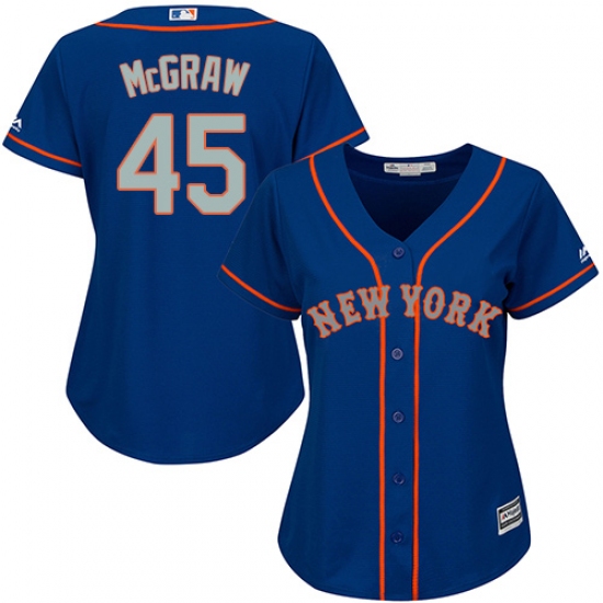 Women's Majestic New York Mets #45 Tug McGraw Authentic Royal Blue Alternate Road Cool Base MLB Jersey - Ujersey