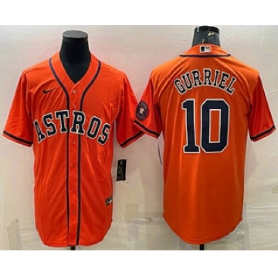 Men's Houston Astros #10 Yuli Gurriel Orange With Patch Stitched MLB Cool Base Nike Jersey - Ujersey