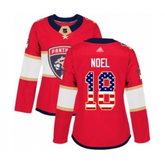 Women's Florida Panthers #18 Serron Noel Authentic Red USA Flag Fashion Hockey Jersey - Ujersey