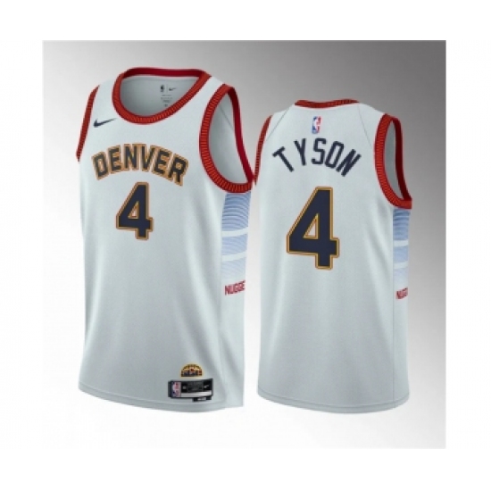 Men's Denver Nuggets #4 Hunter Tyson White 2023 Draft Icon Edition Stitched Basketball Jersey - Ujersey