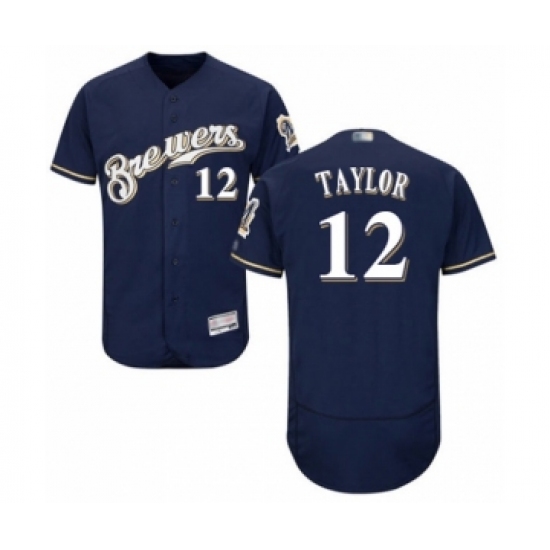 Men's Milwaukee Brewers #12 Tyrone Taylor Navy Blue Alternate Flex Base Authentic Collection Baseball Player Jersey - Ujersey