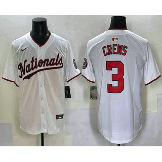 Men's Washington Nationals #3 Dylan Crews White Limited Stitched Jersey - Ujersey
