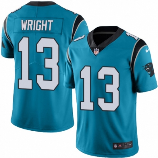 Men's Nike Carolina Panthers #13 Jarius Wright Blue Alternate Vapor Untouchable Limited Player NFL Jersey - Ujersey