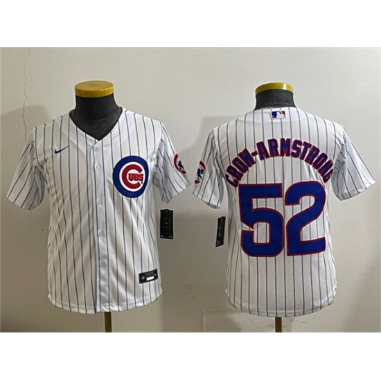 Youth Chicago Cubs #52 Pete Crow-Armstrong White Cool Base Stitched Baseball Jersey - Ujersey
