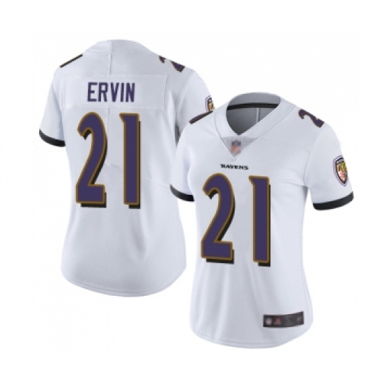 Women's Baltimore Ravens #21 Tyler Ervin White Vapor Untouchable Limited Player Football Jersey - Ujersey
