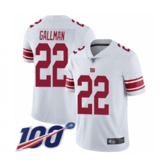 Men's New York Giants #22 Wayne Gallman White Vapor Untouchable Limited Player 100th Season Football Jersey - Ujersey