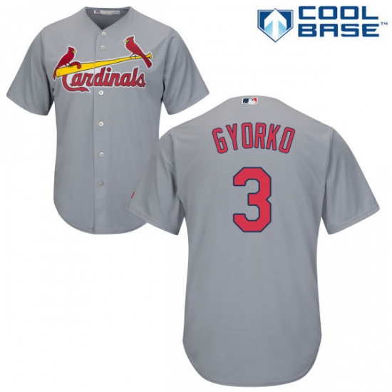 Men's Majestic St. Louis Cardinals #3 Jedd Gyorko Replica Grey Road Cool Base MLB Jersey - Ujersey