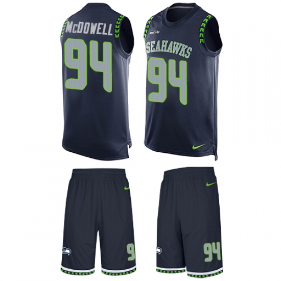 Men's Nike Seattle Seahawks #94 Malik McDowell Limited Steel Blue Tank Top Suit NFL Jersey - Ujersey