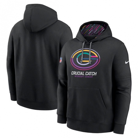 Men's Green Bay Packers Black 2024 Crucial Catch Club Pullover Hoodie - Ujersey