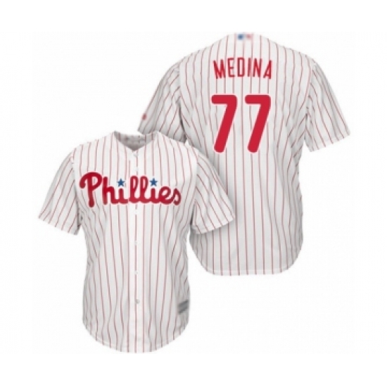 Youth Philadelphia Phillies #77 Adonis Medina Authentic White Red Strip Home Cool Base Baseball Player Jersey - Ujersey